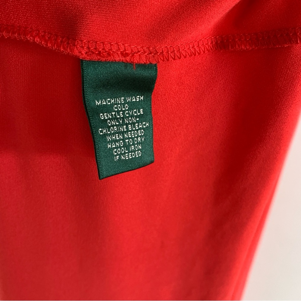 Red Midi Dress Length Ralph Lauren Size 8 A Line Short Sleeve V Neck - Picture 7 of 7